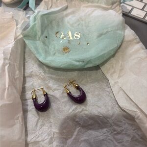 GAS Bijoux NWT Purple and Gold Hoop Earrings